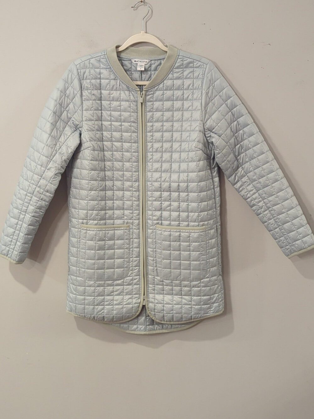 Athleta Quilted Jacket Puffer size Small Sea Foam Green Blue